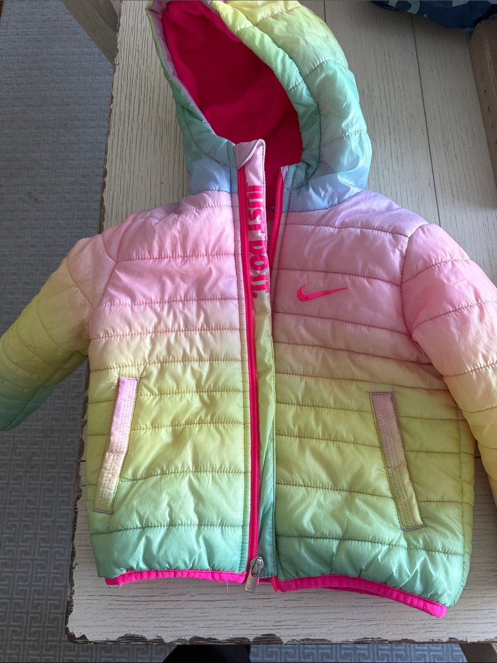 Nike Kids Rainbow Pastel Puffer Jacket - Pink, Yellow, Green, Blue